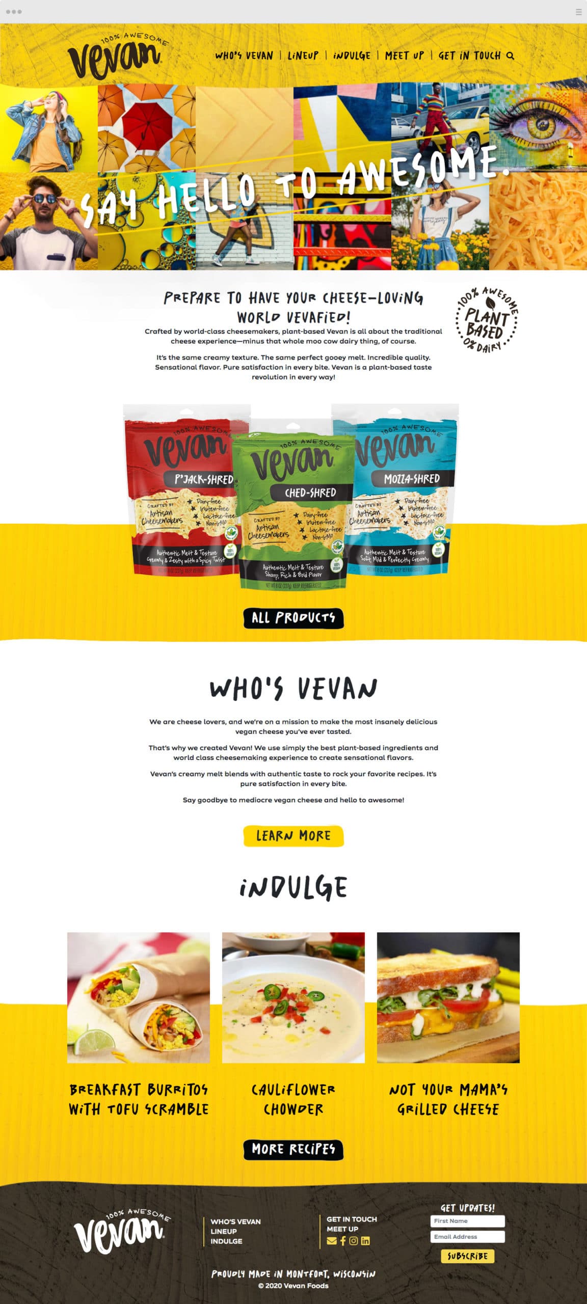 Vevan Foods Website Design - Homepage